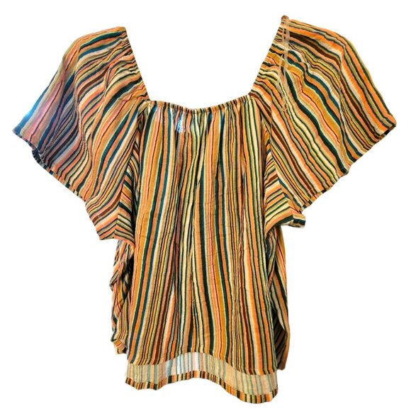 Striped Top 100% Cotton Sleep Shirt Lounge Summer Womans XL 16/18 JH1728 - Picture 1 of 4